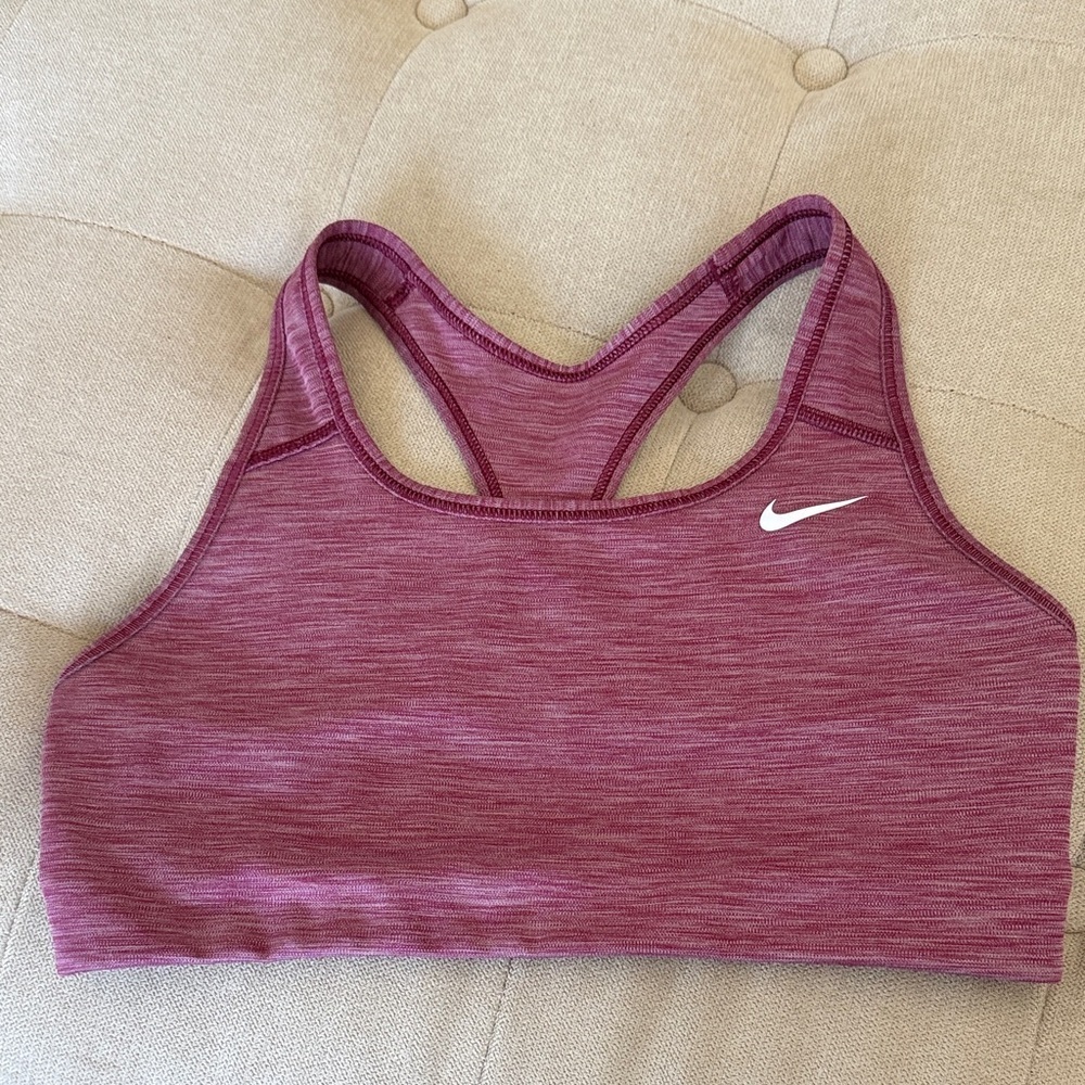 Nike Burgundy Sports Bra Dri Fit Athletic Workout Gym Activewear